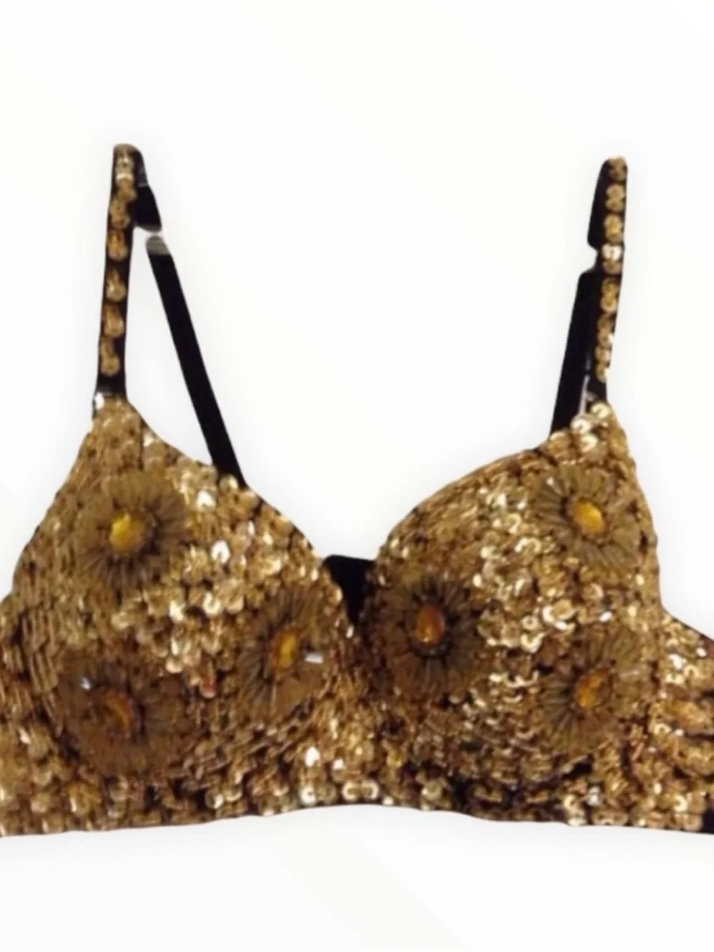 🔴 Stunning Sequins Gold Padded Bra